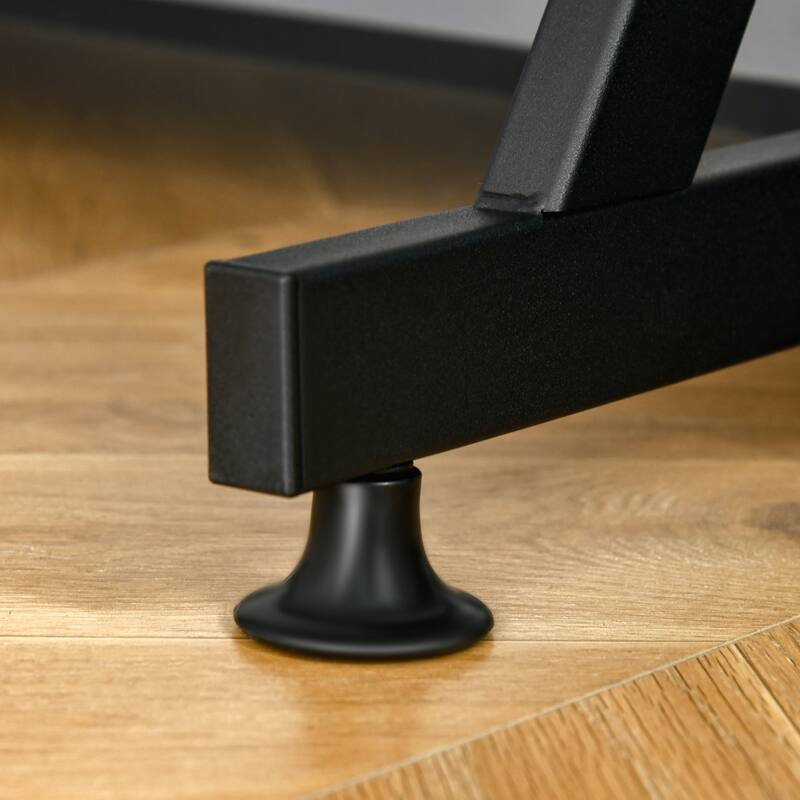 HOMCOM Industrial Computer Desk with Monitor Shelf, R Shaped Writing Table for Home Office