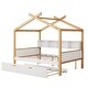preview thumbnail 10 of 8, White Full Size Kids Bed House Bed with Twin Size Trundle and Bookshelf