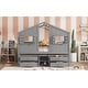 preview thumbnail 4 of 17, Full Size House Loft Bed with 4 Drawers with Safety Guardrails and Ladder
