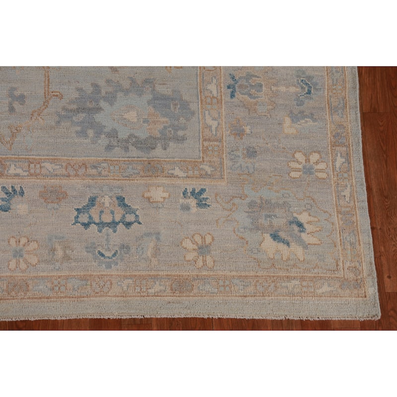 Hand Knotted Oriental 100% Wool Carpet Transitional All-Over Greys & Charcoal Oushak Area Rug - 9' 9'' X 8' 3''