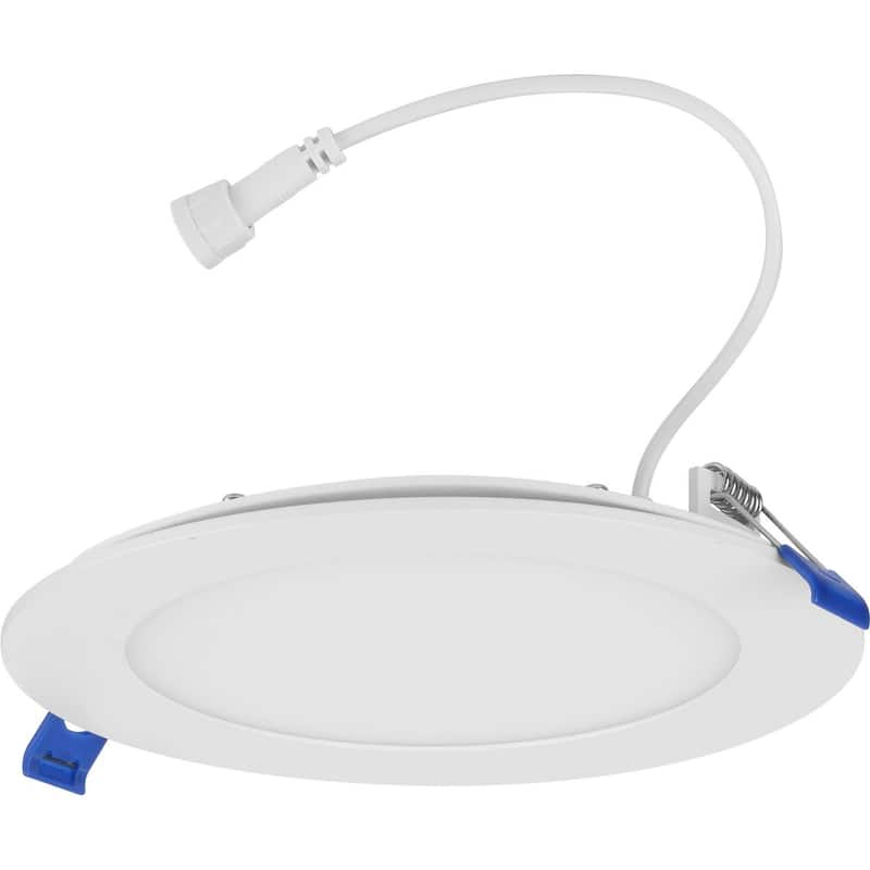 Everlume Collection 6 in. Satin White 5-CCT LED Low Profile Canless Recessed Downlight - 7.165 in x 7.165 in x 1.815 in