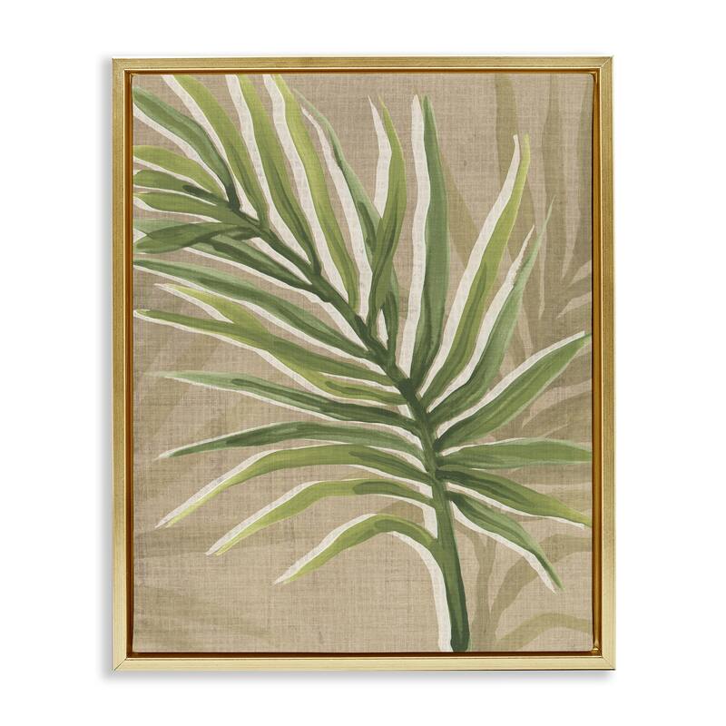 Stupell Natural Curved Palm Leaf Framed Floater Canvas Wall Art Design By June Erica Vess - 17 x 21 - Gold