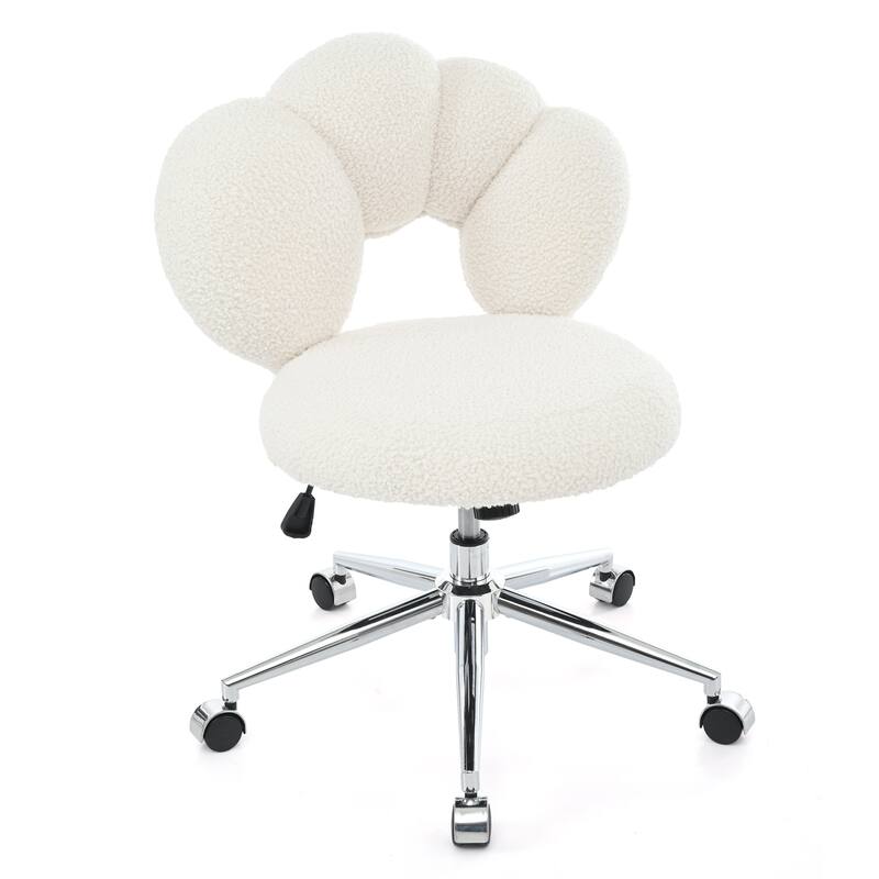 White Modern 24.6" Upholstered 360° Swivel Accent Chair with Five Durable Casters and High-Density Soft Sponge