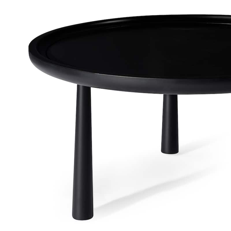 Maven Lane Sonia Rustic Wooden Nesting Coffee Tables in Matte Black
