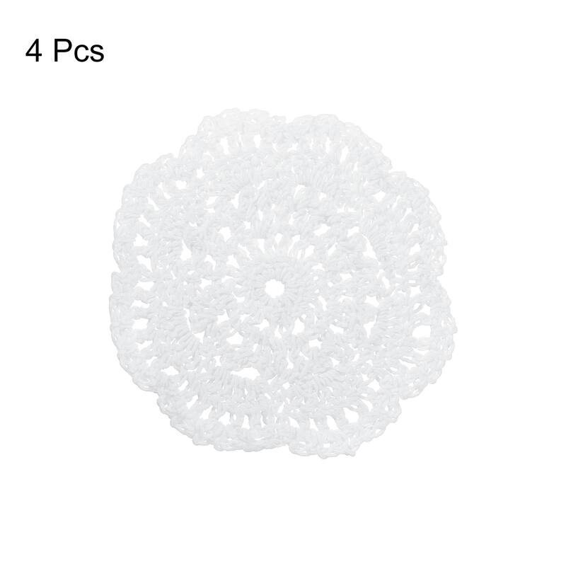 Crochet Doilies, 4Pcs 4" - Cotton Woven Round Fabric Coasters - 100mm