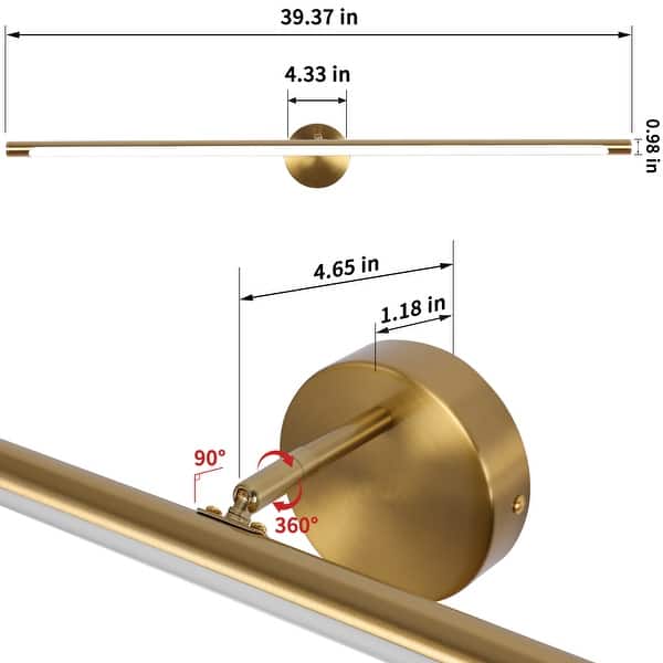 dimension image slide 7 of 8, Modern Rotatable Bathroom Vanity Light LED Bath Bar