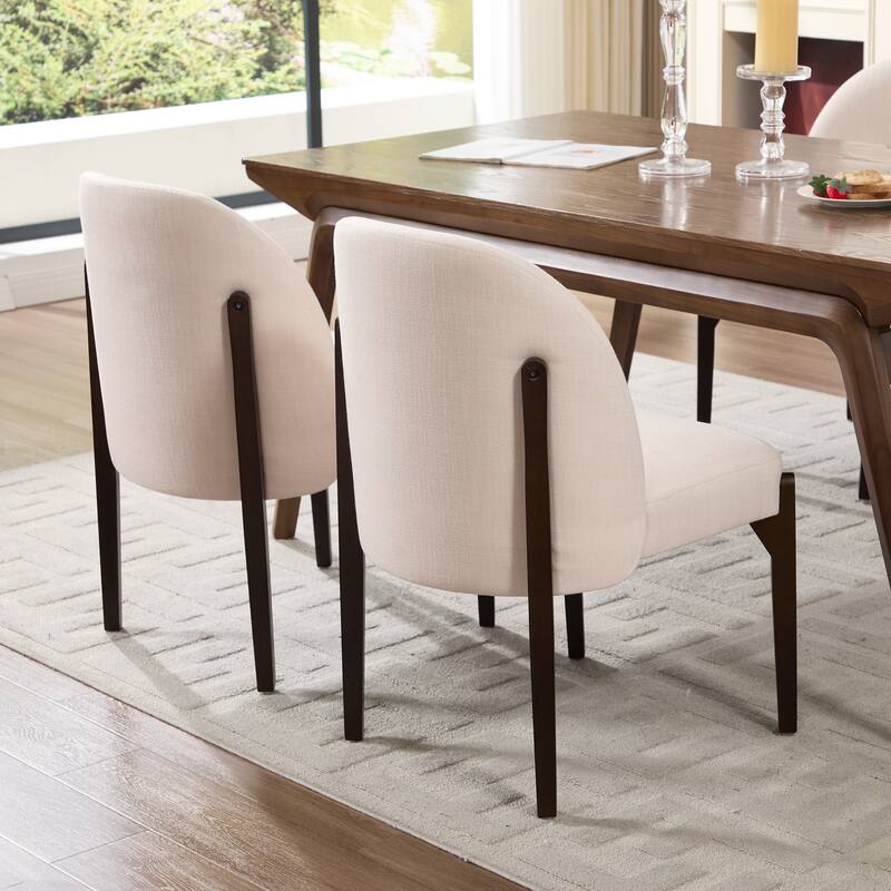 Wooden Dining Chairs Set of 2, Fabric Upholstered Dining Room Chair Kitchen Chairs, Farmhouse Dinner Chair