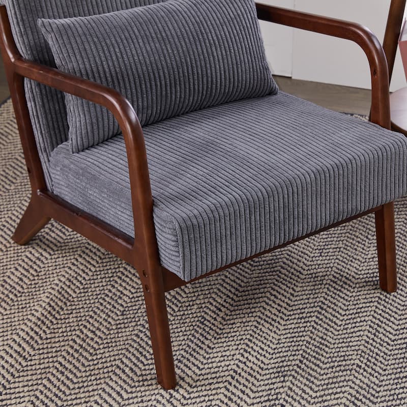 Mid-Century Modern Accent Chair, Arm Chair Living Room Chairs with Pillow Upholstered Reading Chair