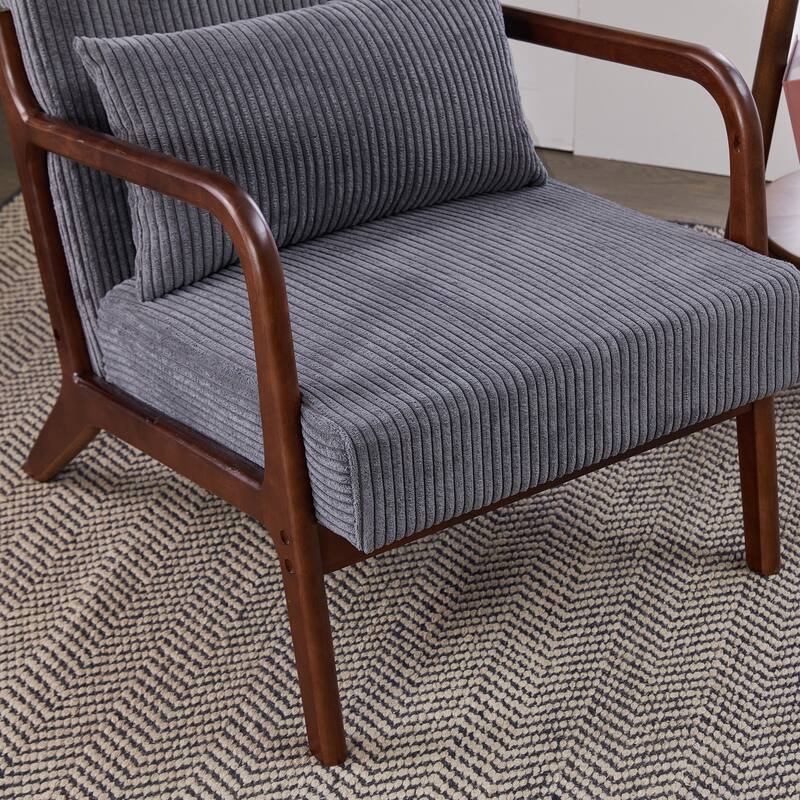 Polyester Mid-Century Armchair with Included Pillow and Ergonomic Support