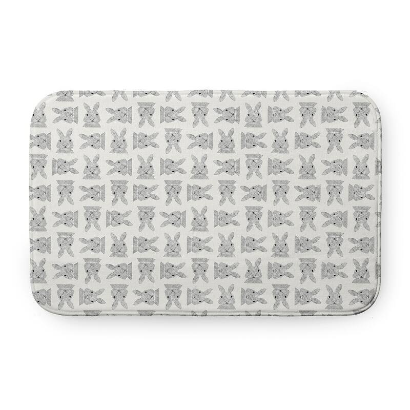 Criss Cross Bunnies Bathmat - Whisper White - 24" x 17"