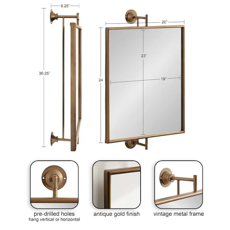 Kate and Laurel Darbridge Rectangle Pivot Mirror