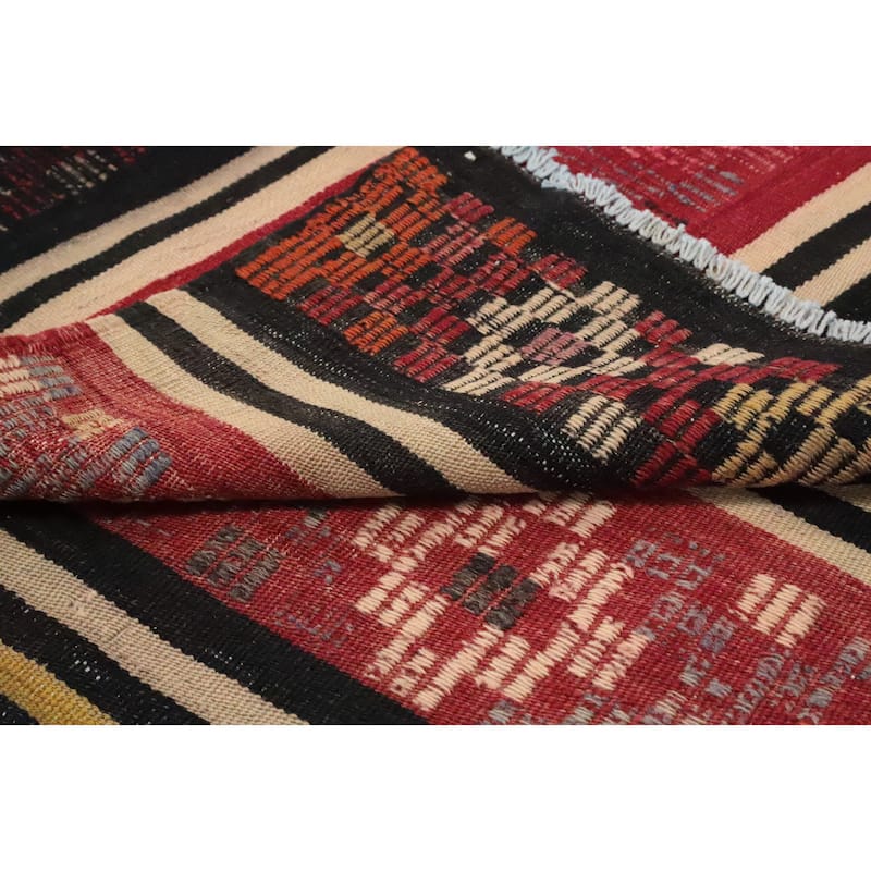 Hand Woven Oriental 100% Wool Carpet Southwestern Tribal Multi-Colored Kilim Area Rug - 9' 0'' X 6' 0''