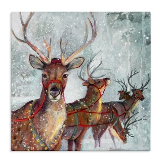 Stupell Winter Reindeer Holiday Landscape Canvas Wall Art by Ruane Manning