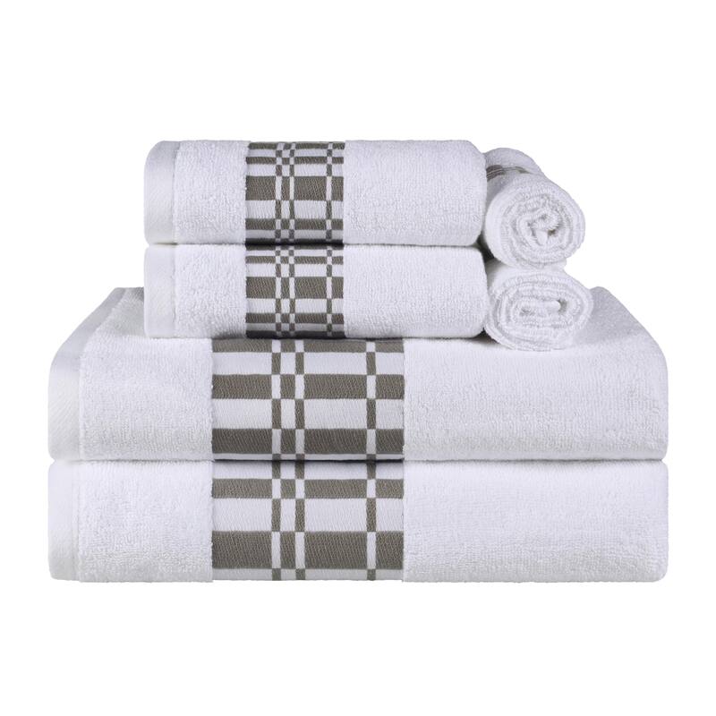 Superior Larissa Cotton Embroidered Geometric Border 6-Piece Towel Set