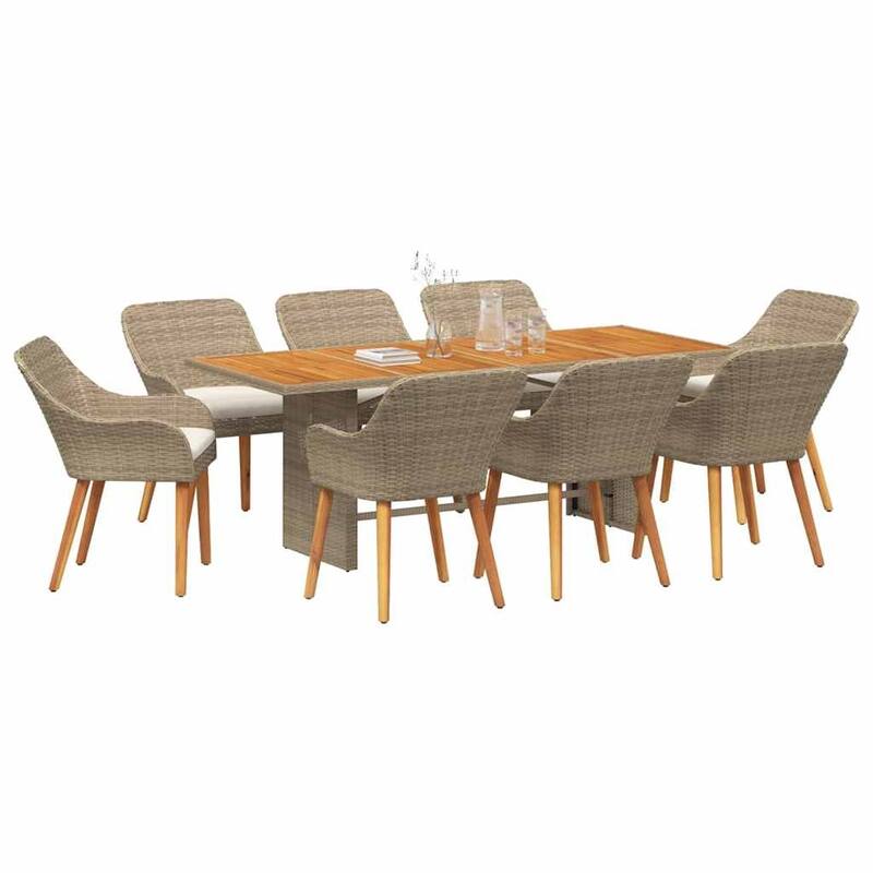 vidaXL Garden Dining 7/9 pcs poly rattan - 74.8 x 31.5 x 29.1