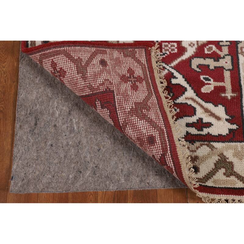 Red & Ivory Oushak Indian Runner Rug Hand-Knotted Wool Carpet - 2'9"x 7'10"