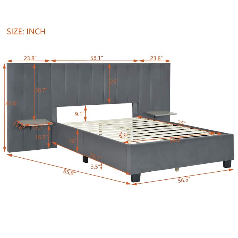 Velvet Upholstered Platform Bed