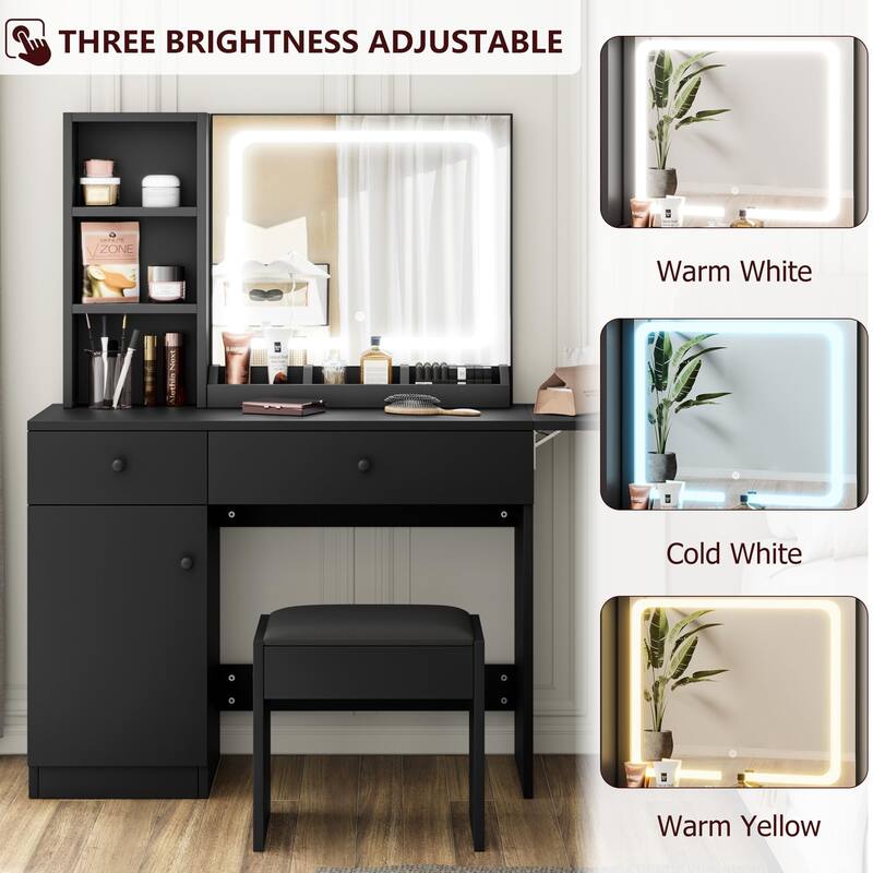 Makeup Vanity with Mirror and LED Light