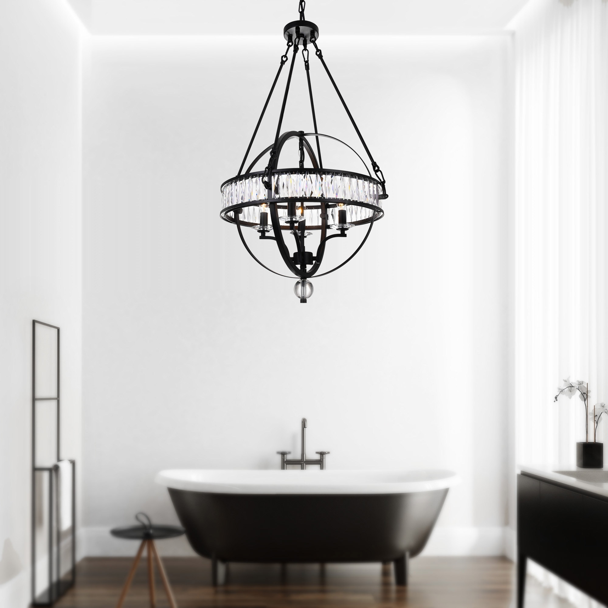 CWI Lighting Arkansas 4 Light Black Chandelier