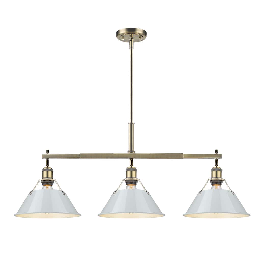 Yep by Golden Lighting Orwell 3-light Island Light in Aged Brass and Dusky Blue shade - Gold