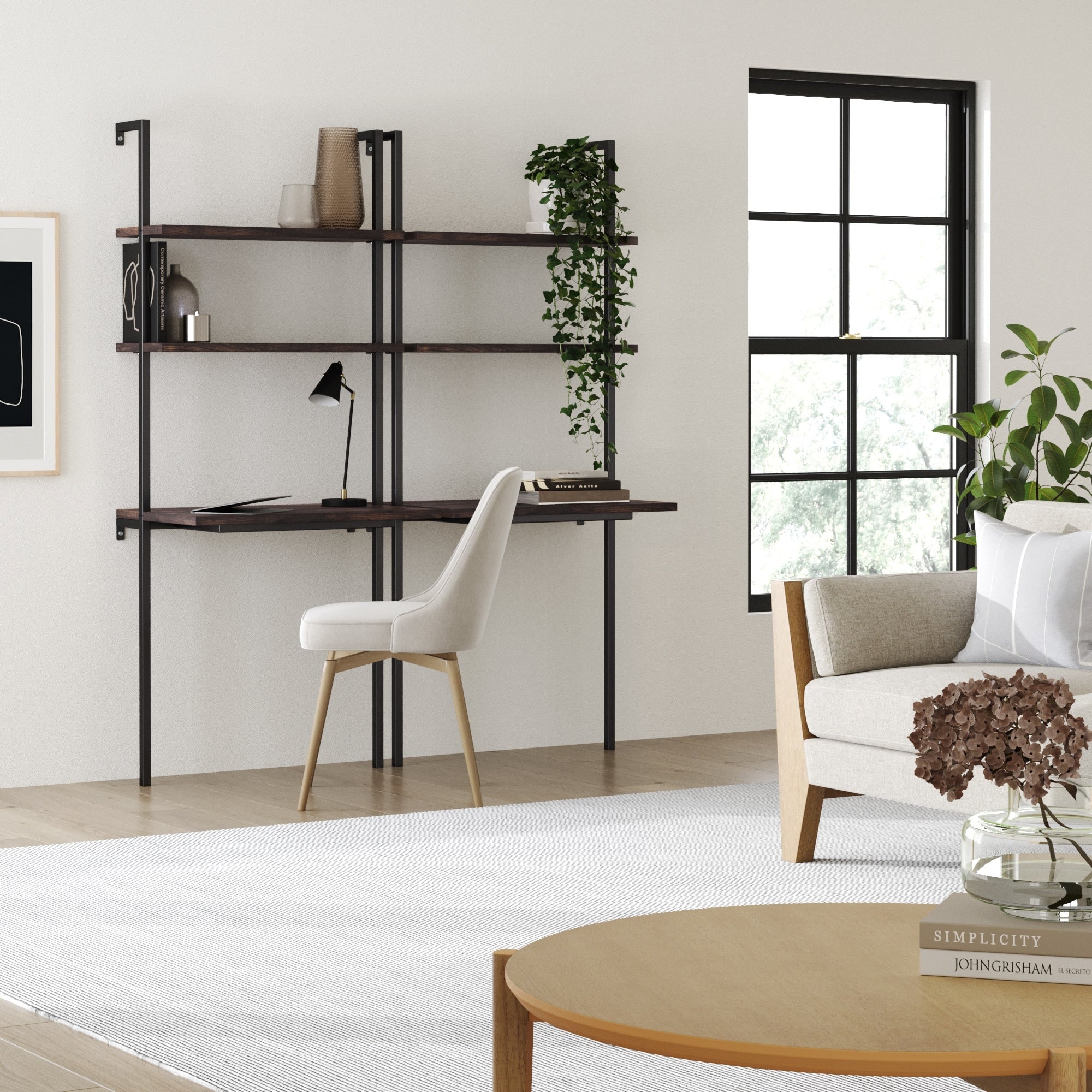 Nathan James Theo 2-Shelf Industrial Wall Mount Ladder Desk, Small