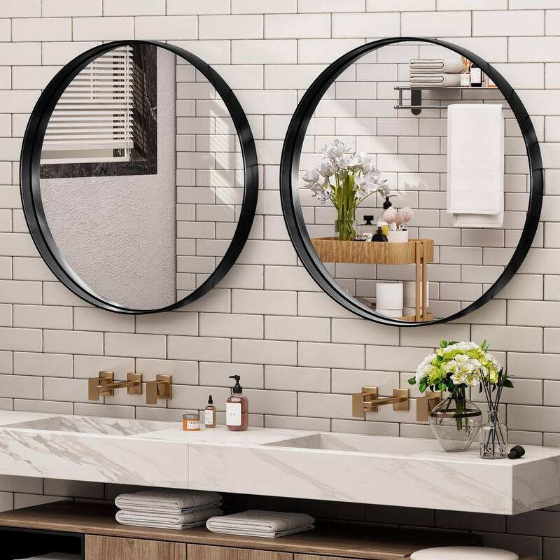 Round Black Frame Bathroom Vanity Mirror