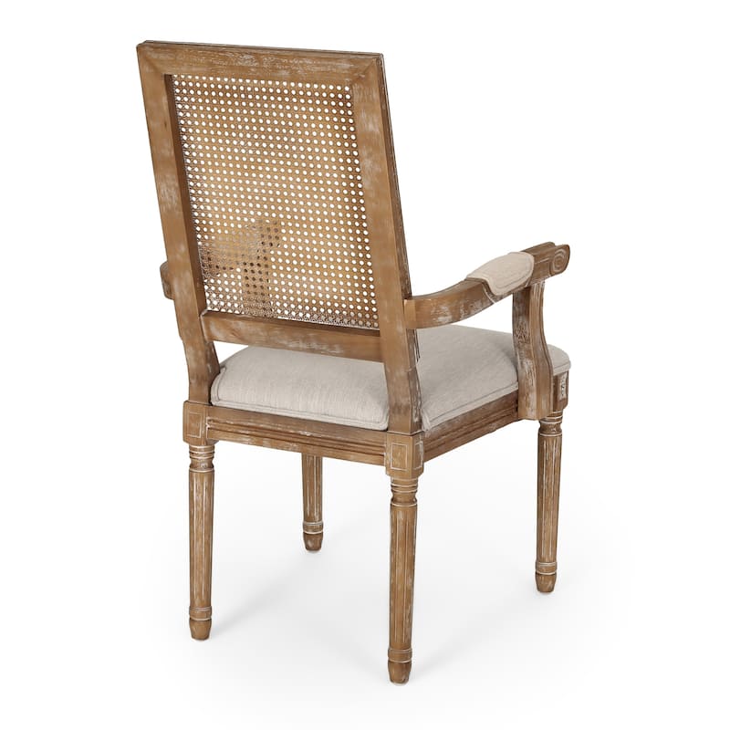 Maria Wood and Cane Upholstered Dining Chair by Christopher Knight Home - 23.75" L x 23.75" W x 39.75" H
