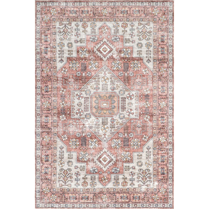 Nuloom Evon SpinClean Traditional Medallion Machine Washable Area Rug