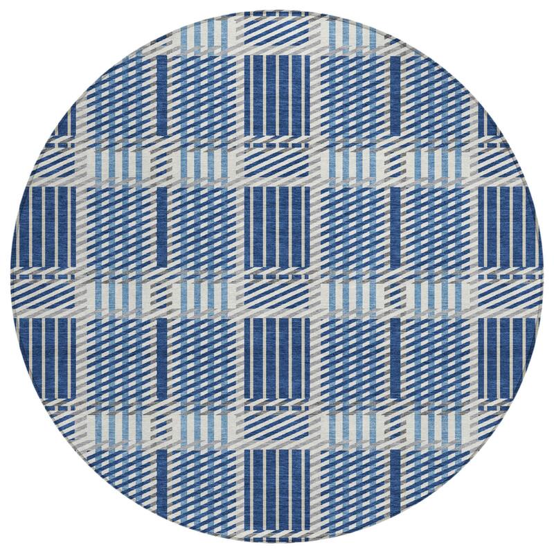 HomeRoots Plaid Transitional Rectangle Outdoor Rug