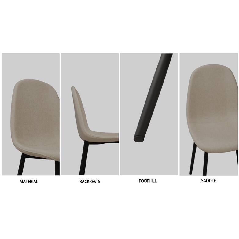 Modern Style 5-Piece Dining Set with Rectangular Wooden Kitchen Table and 4 Round Corner Suede Dining Chairs