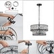 preview thumbnail 13 of 12, Aulia Modern Black Crystal 4-Light Drum Chandelier Lights for Dining Room - D15.5" x H10"