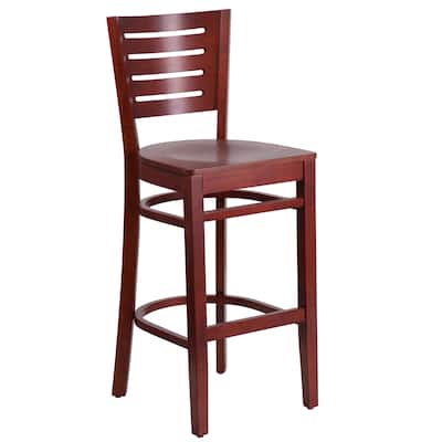 Slat Back Wooden Restaurant Barstool - 16.75"W x 18"D x 43.5"H - 16.75"W x 18"D x 43.5"H