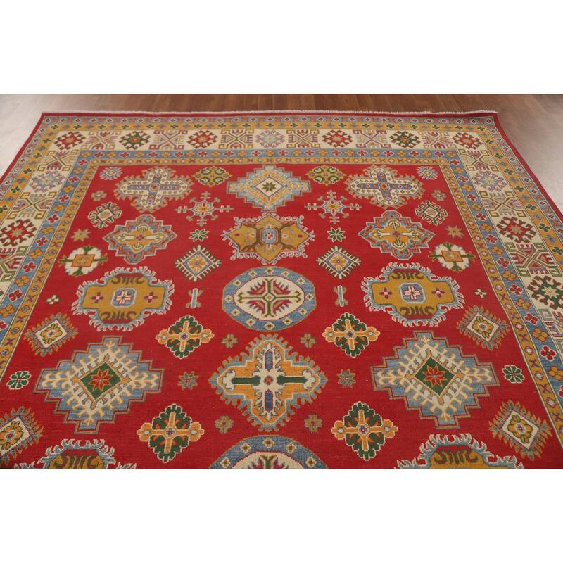 Geometric Kazak Oriental Area Rug Handmade Dining Room Wool Carpet - 8'1" x 10'3"