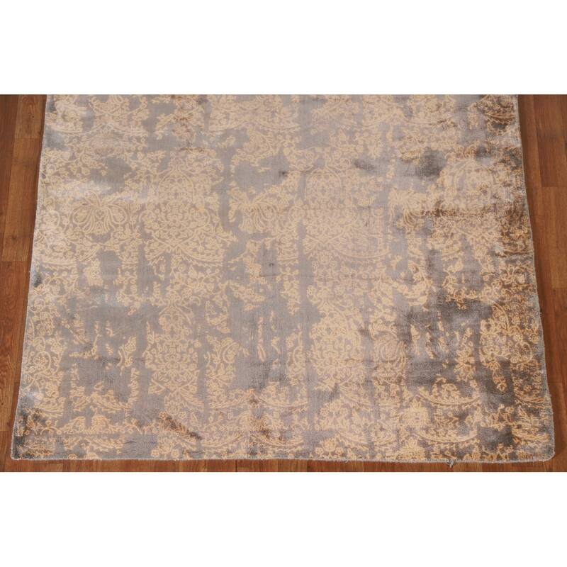 Abstract Oriental Area Rug Hand-Knotted Wool Carpet - 5'2"x 7'9"
