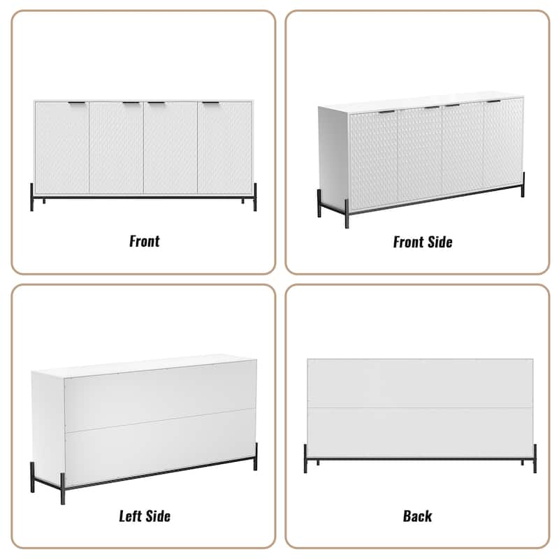 Clihome High Gloss 4-Door Storage Accent Buffets Sideboards