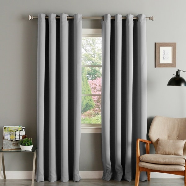 2 Panels-Biege Polyester Blackout Weave Window Curtains Drape Thermal Insulated 