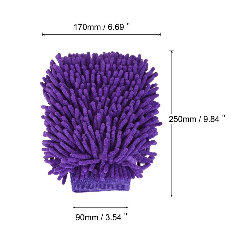 Microfiber Soft Wash Mitten Double Sided Dusting Glove for Cleaning - Purple
