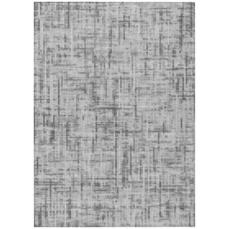Machine Washable Indoor/Outdoor Modern Crosshatch Chantille Rug