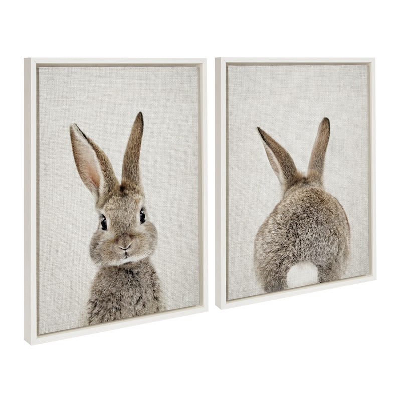 Kate and Laurel Sylvie Bunny And Tail Framed Canvas By Amy Peterson