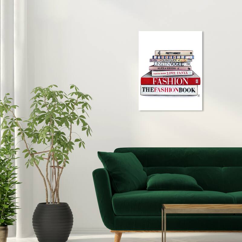Wynwood Studio Fashion and Glam Doll Memories - Glam Library Red and Glam Wall Art Canvas Print - 24 x 20