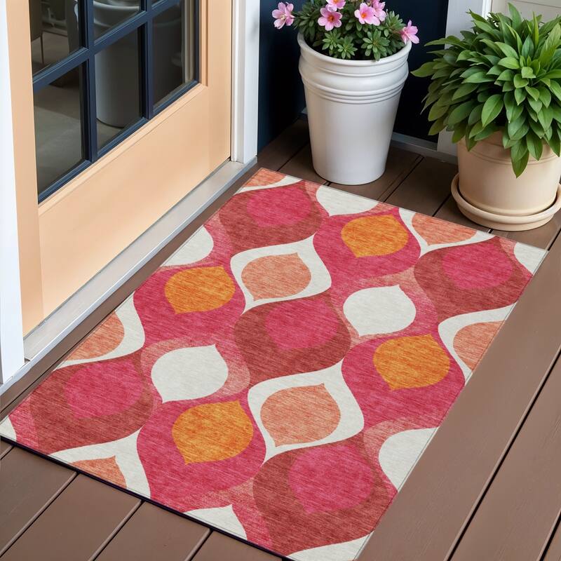 HomeRoots Ogee Transitional Rectangle Outdoor Rug - 3' x 5'