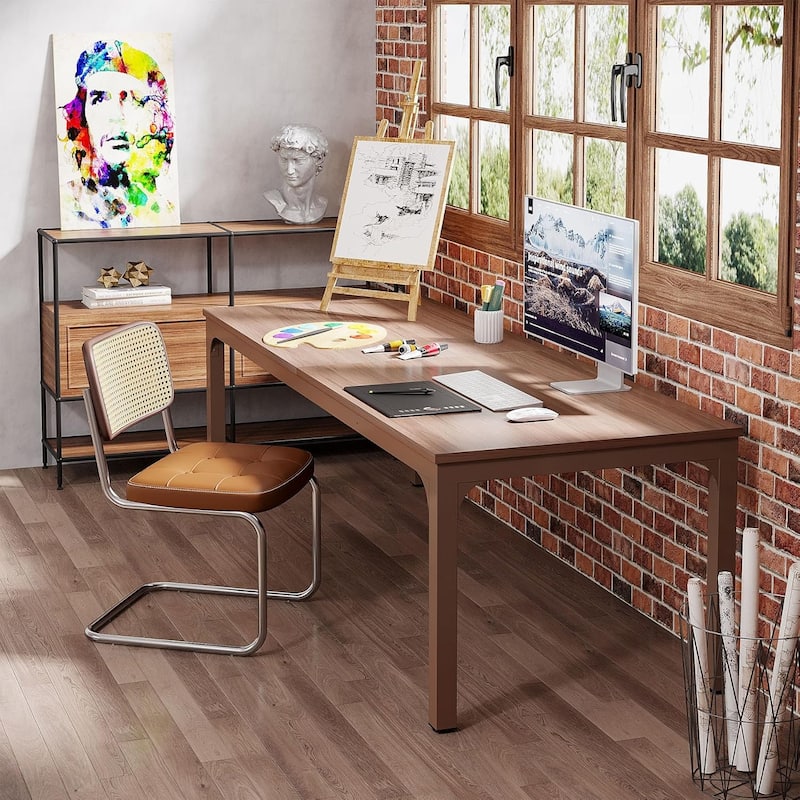 78.7" Extra Long Computer Desk/Table, Work Desk, Double Workstation Desk for Home Office - Brown