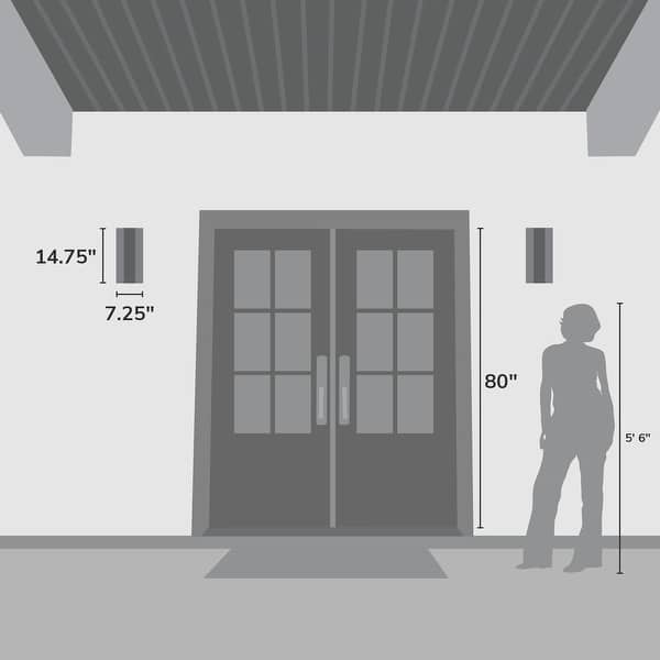 dimension image slide 2 of 4, Hunter + Jasmine Roth Canoga Outdoor WeatherMax LED Wall Light - Contemporary - Patio, Porch, Entryway - Corrosion Resistant!