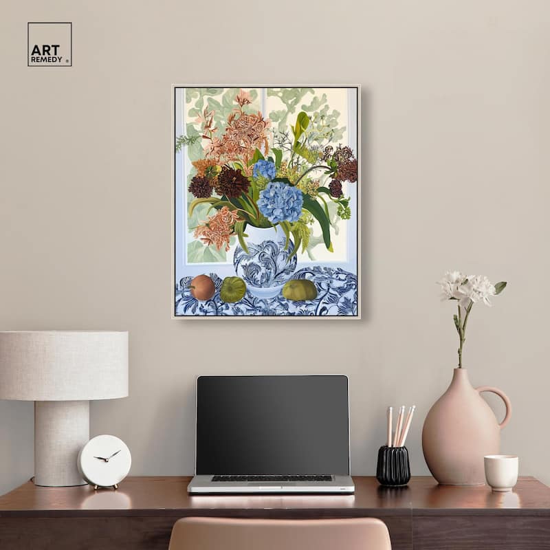 Blue Vase Bounty Canvas by Art Remedy