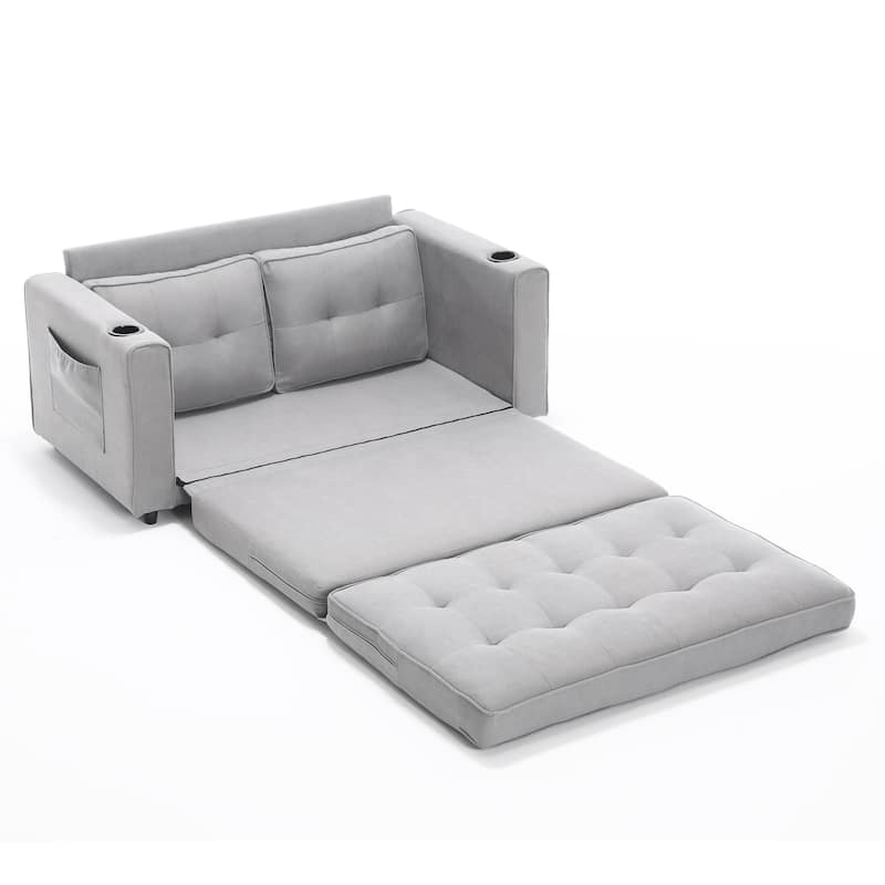 Versatile 3-in-1 Upholstered Futon Sofa Bed with Pull Out Sleeper and Multiple Functionalities