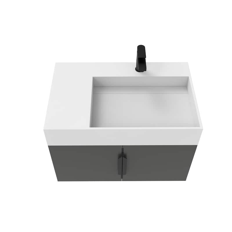 Amazon 30" Wall Mounted Bathroom Right Basin Vanity Set w/ White Top