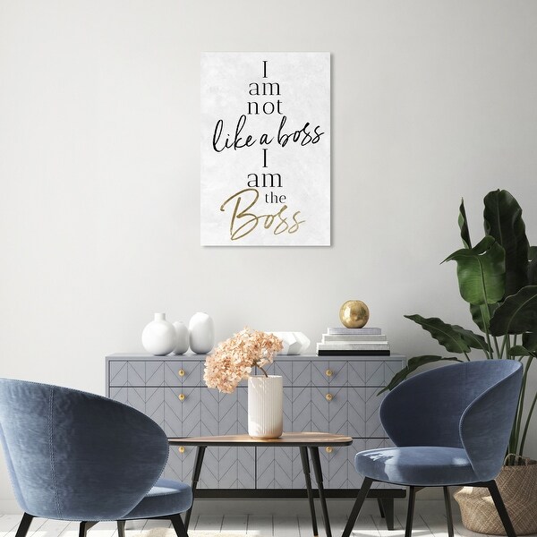 The Boss, Boss Lady Motivation Modern Black Canvas Wall Art Print