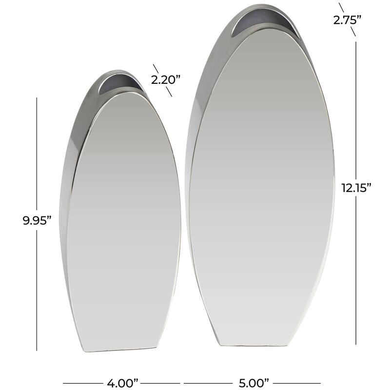 Stainless Steel Metal Decorative Vase with a Sleek Mirror Finish - Set of 2 Silver - Roche River Decor