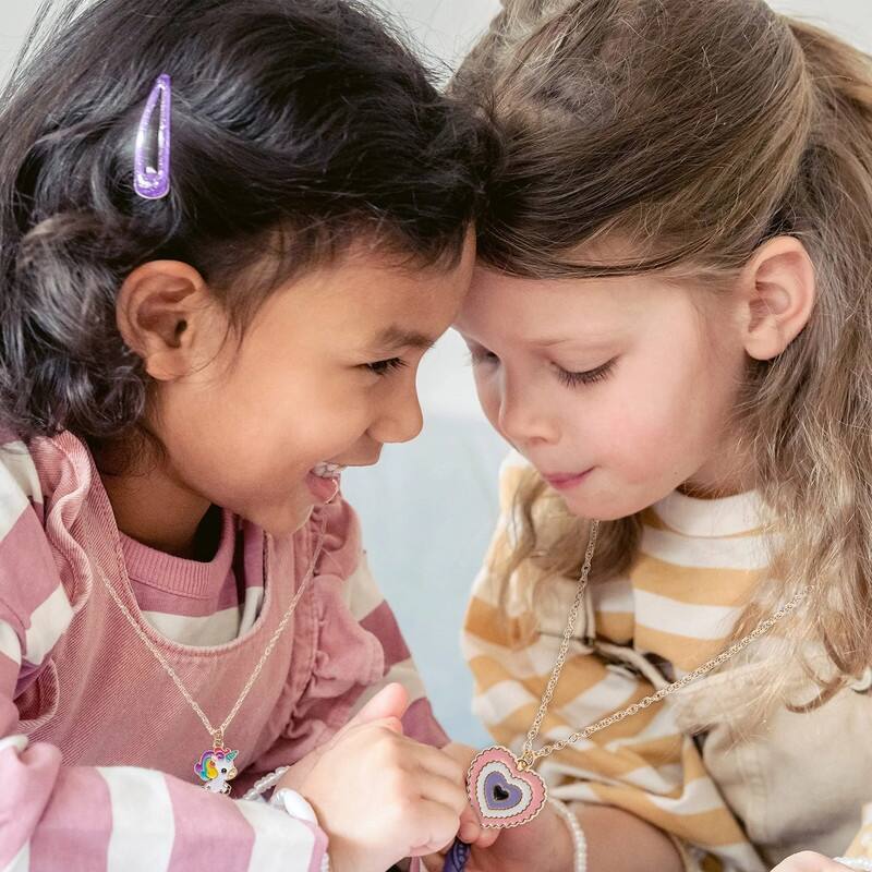 14 Pcs Valentine's Day Cute Necklaces for Teen Girls, Featuring Love Heart Shapes, Unicorns, and Rainbows, with 10 Unique Design