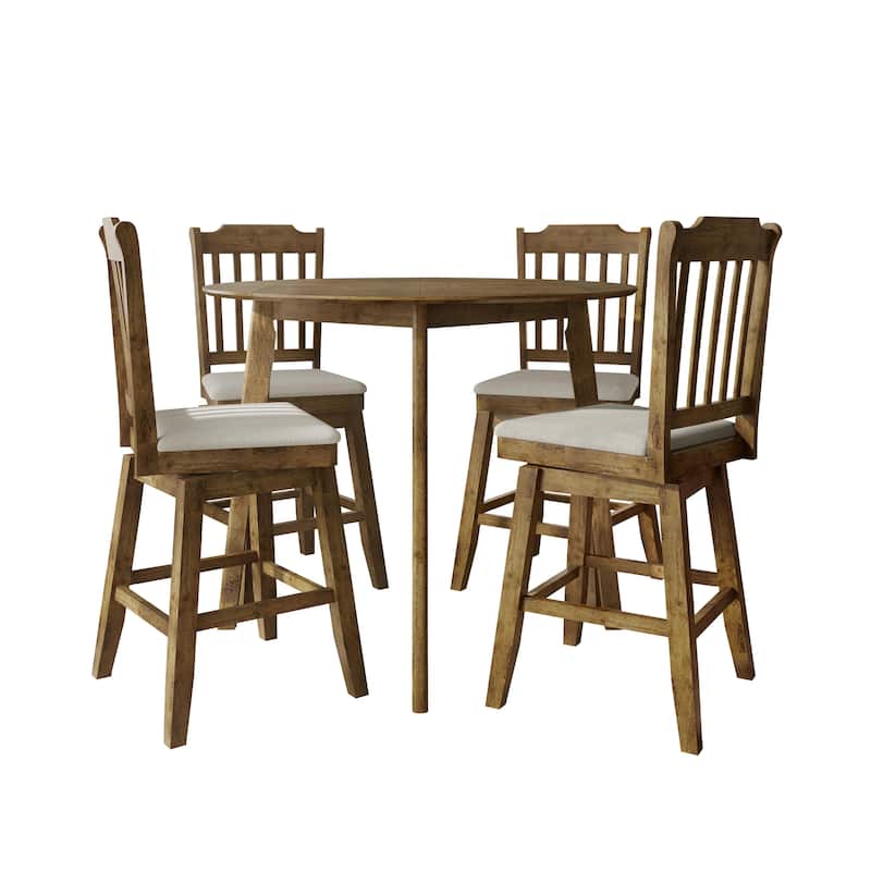 CraftPorch Classic Swivel Counter Chairs with Round Table - Brown